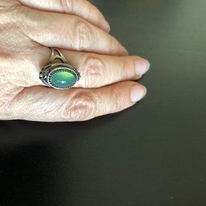 Vintage Soviet Russian USSR Ring Silver Chrysoprase 875 USSR Size 7.5-7.75